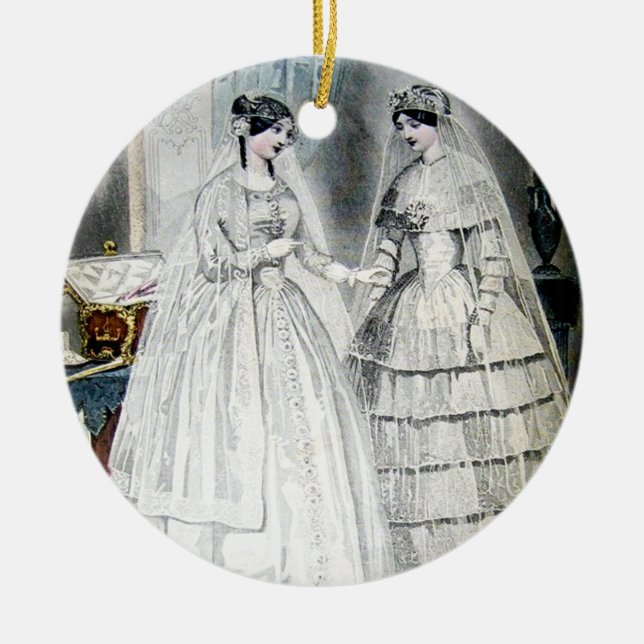 Viktorianisches Hochzeitskleid Keramik Ornament (Vorne)