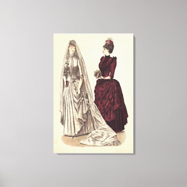 Viktorianisches Hochzeitskleid Leinwanddruck (Vorderseite)