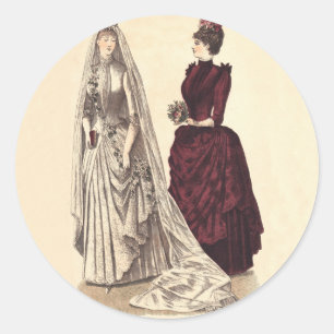Viktorianisches Hochzeitskleid Runder Aufkleber