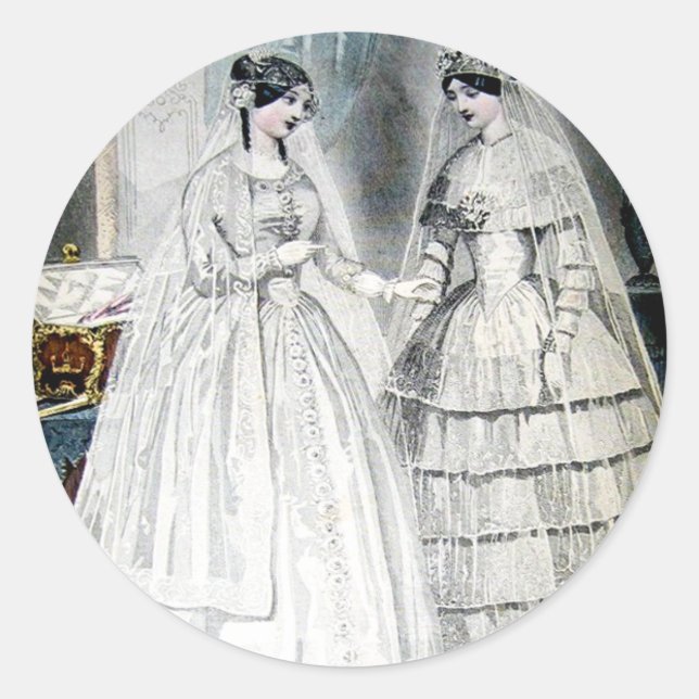 Viktorianisches Hochzeitskleid Runder Aufkleber (Vorderseite)