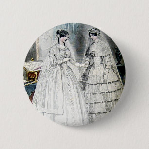 Viktorianisches Hochzeitskleid zwei Frauen Button
