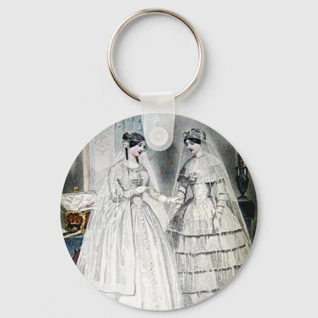 Viktorianisches Hochzeitskleid zwei Frauen Schlüsselanhänger (Vorderseite)