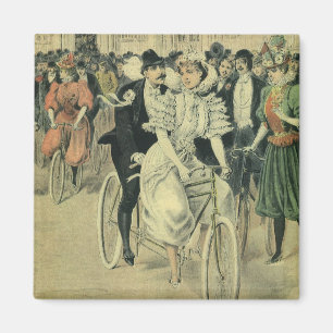 Viktorianisches Hochzeitspaar Fahrrad Magnet