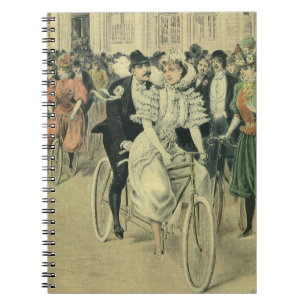 Viktorianisches Hochzeitspaar Fahrrad Notizblock