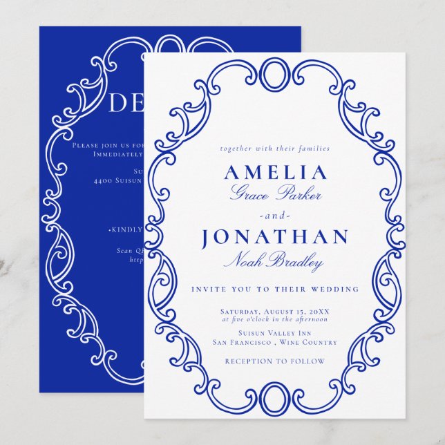 Viktorianisches HochzeitsWappen Einladung (Vorne/Hinten)