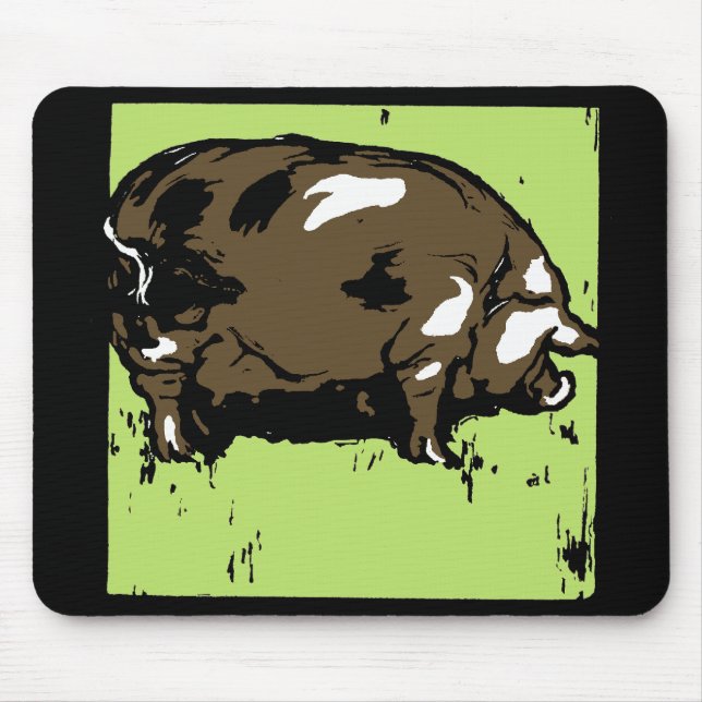 Viktorianisches Holzschnitt-Schwein oder Schwein M Mousepad (Vorne)