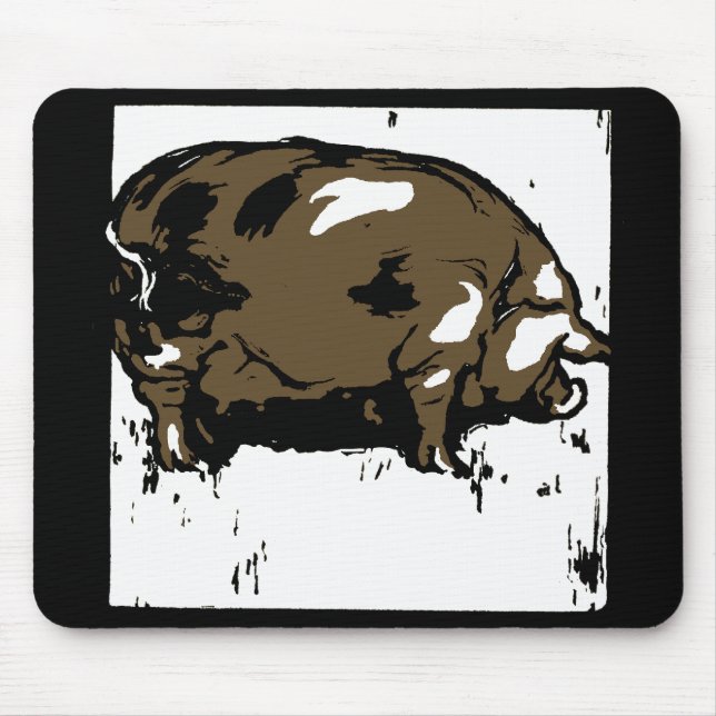Viktorianisches Holzschnitt-Schwein oder Schwein M Mousepad (Vorne)