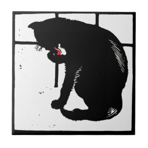 Viktorianisches Holzschnitt Tierkatzen Untersetzer