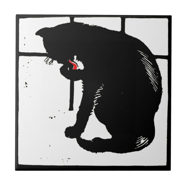 Viktorianisches Holzschnitt Tierkatzen Untersetzer (Vorderseite)