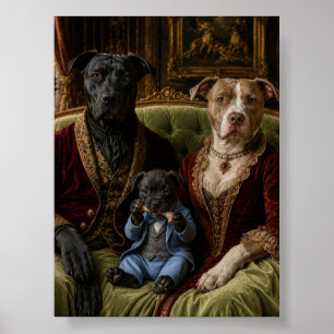 Viktorianisches Hunde-Familienporträt Pittbull Ari Poster