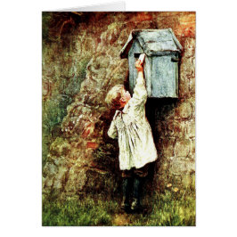 Viktorianisches Kind, das eine Buchstabenkarte sen