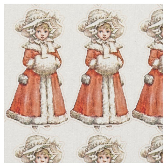 Viktorianisches Kind im Winter Stoff (Nahaufnahme)