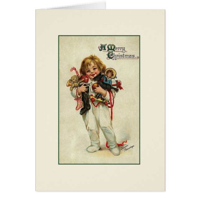 Viktorianisches Kind mit Spielzeug Weihnachtskarte (Vorne)