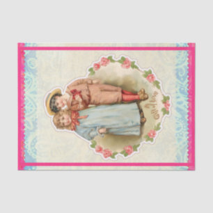 Viktorianisches Kindergeschenk Liebe Herzjunge Mäd Seidenpapier