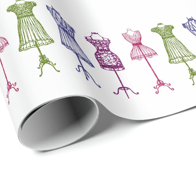 Viktorianisches Kleid aus Vintagem Nähnaht Geschenkpapier (Rolleneckpunkt)