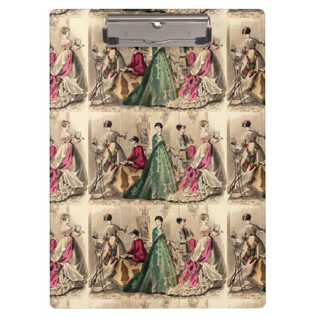 Viktorianisches Kleid mit rosa Bogen Klemmbrett (Vorderseite)
