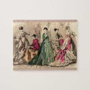 Viktorianisches Kleid mit rosa Schleife Puzzle