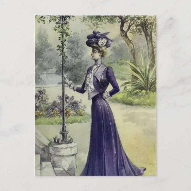 Viktorianisches Lady-Vintages französisches Mode-V Postkarte (Vorderseite)
