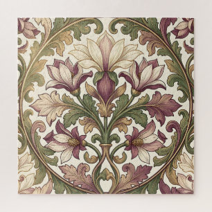 Viktorianisches Lila Creme Ornamentales Blumenmust