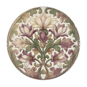 Viktorianisches Lila Creme Ornamentales Blumenmust Schneidebrett