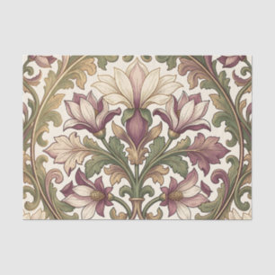 Viktorianisches Lila Creme-Ornamentales Blumenmust Seidenpapier