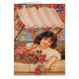 Viktorianisches Mädchen, das Blumen verkauft