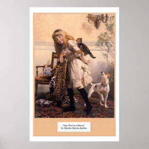 Viktorianisches Mädchen Kätzchen Hund "Jeder Hafen Poster