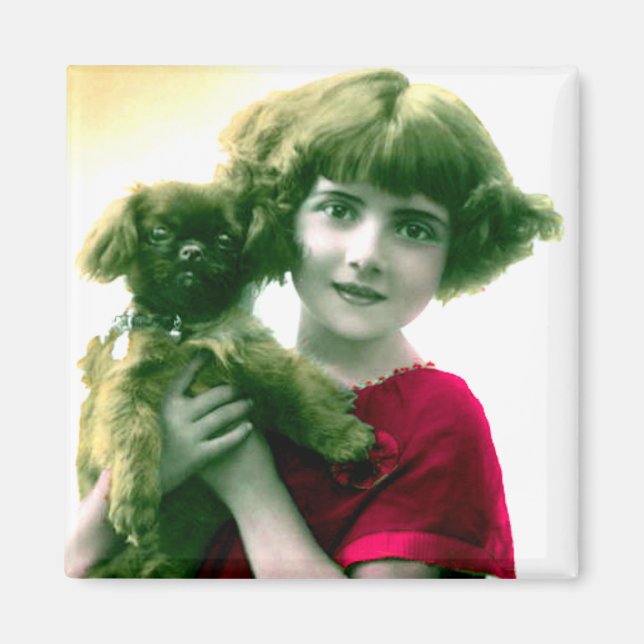 Viktorianisches Mädchen mit Dog Magnet (Vorne)