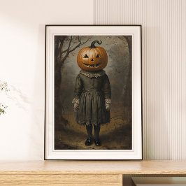 Viktorianisches Mädchen mit Kürbiskopf Halloween-M Poster