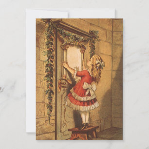 Viktorianisches Mädchen mit Weihnachtsgarland Einl Einladung