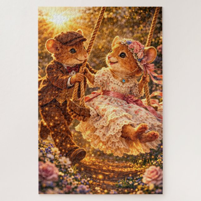 Viktorianisches Mäusepaar-Gartenschaukel (Vertikal)