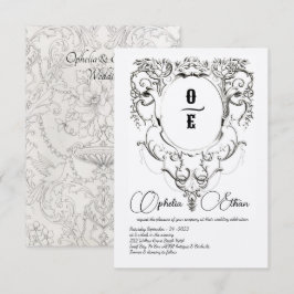 Viktorianisches Monogramm Wappen Hochzeit Einladung