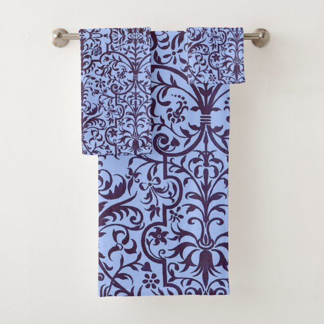 Viktorianisches Motiv in blau Badhandtuch Set (Insitu)