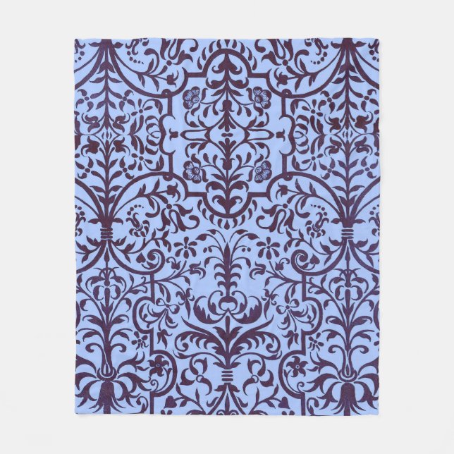 Viktorianisches Motiv in blau Fleecedecke (Vorderseite)
