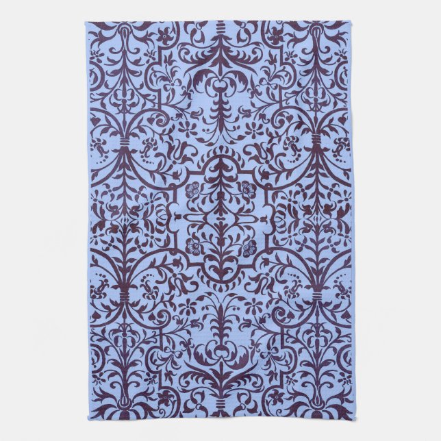 Viktorianisches Motiv in blau Geschirrtuch (Vertikal)