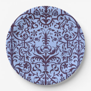 Viktorianisches Motiv in blau Pappteller