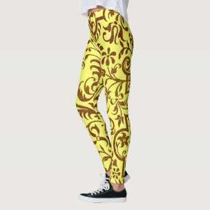 Viktorianisches Motiv in Gelb Leggings