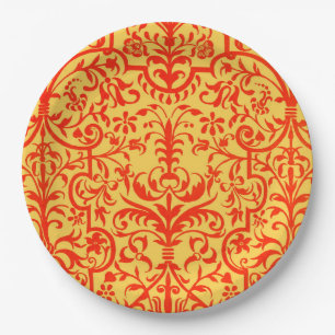 Viktorianisches orangefarbenes Motiv Pappteller