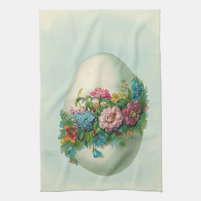 Viktorianisches Ostern-Blumenei auf empfindlichem Geschirrtuch (Vertikal)