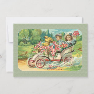 Viktorianisches Ostern-Paar in Vintage Blume Feiertagskarte