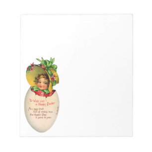 Viktorianisches Ostern, Vintage-Mädchen mit Haube Notizblock