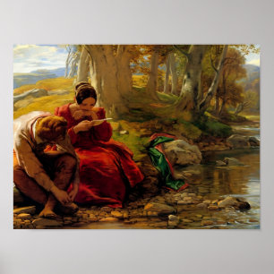 Viktorianisches Paar am Fluss Gemälde Poster