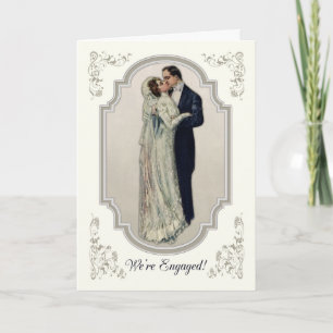 Viktorianisches Paar in Hochzeitskleidung Verlobun Ankündigung