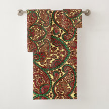 Viktorianisches Paisley-Muster in Rot-Grün