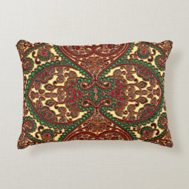 Viktorianisches Paisley-Muster in Rot-Grün Dekokissen