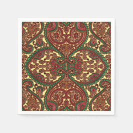 Viktorianisches Paisley-Muster in Rot-Grün Serviette
