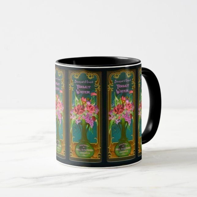 Viktorianisches Parfümeretikett mit Blumenbezug, f Tasse (VorderseiteRechts)