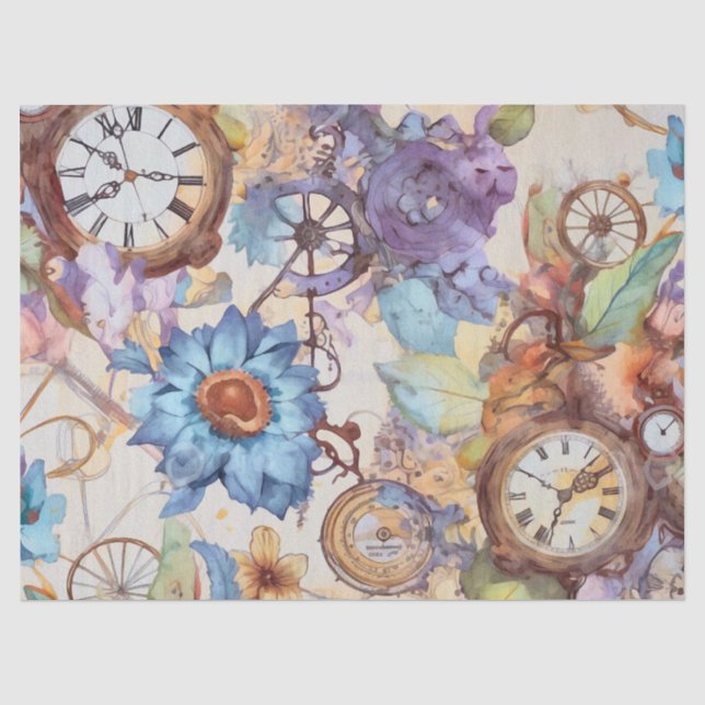 Viktorianisches Pastell-Steampunk-Muster Seidenpapier (Vorderseite)