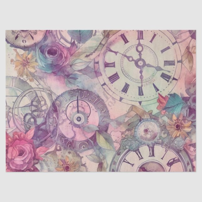 Viktorianisches Pastell-Steampunk-Muster Seidenpapier (Vorderseite)
