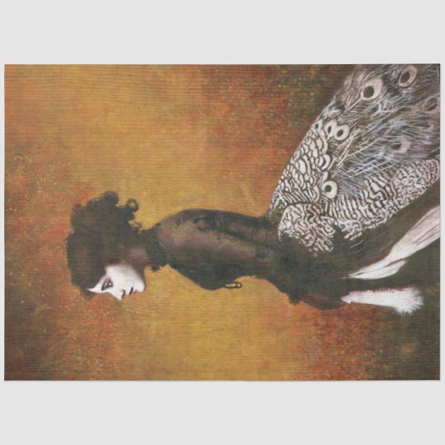 Viktorianisches Peacock Girl Tissue Paper Seidenpapier (Vorderseite)